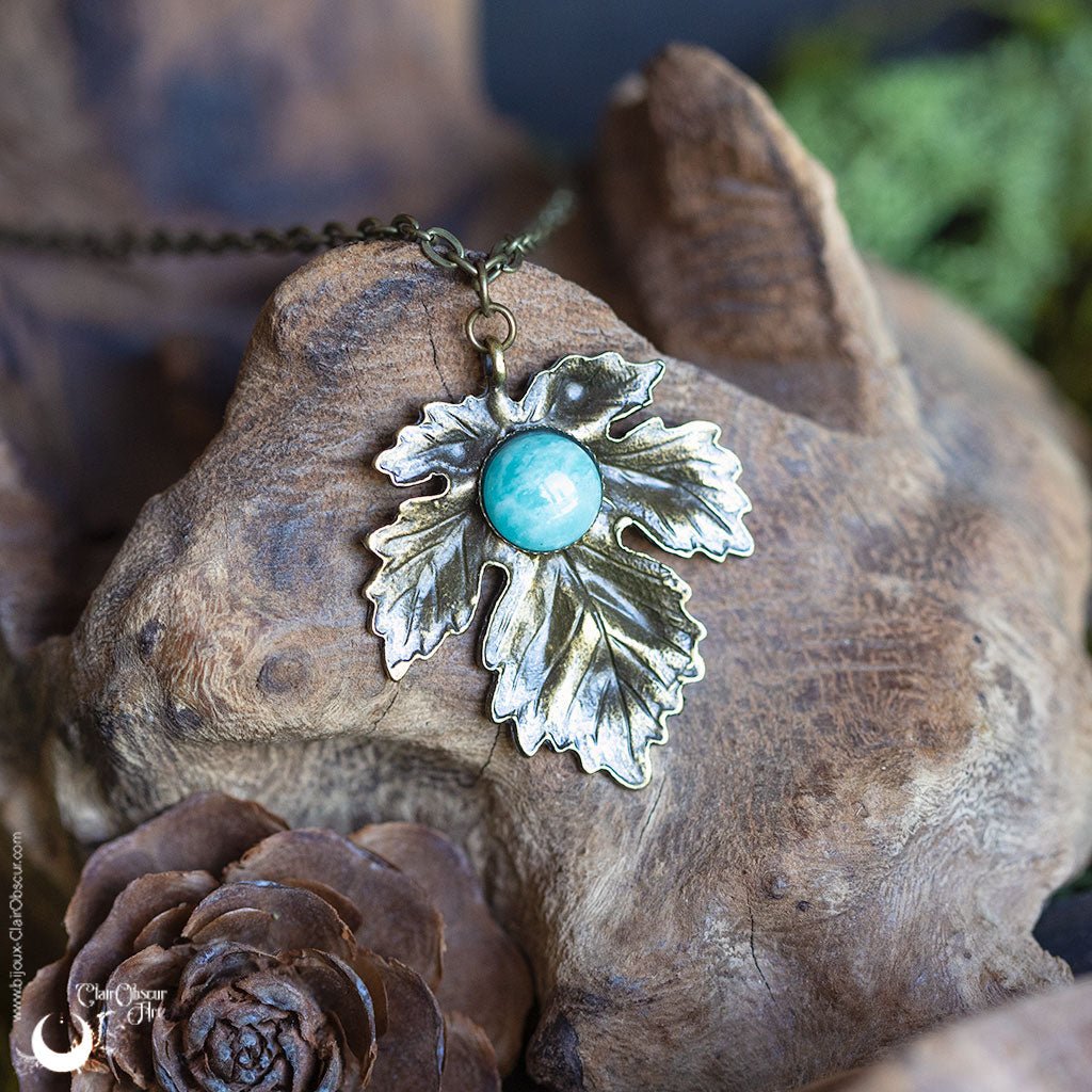 Collier "Aïna" pierre au choix - Illustrations & Bijoux fantaisie ClairObscur Art