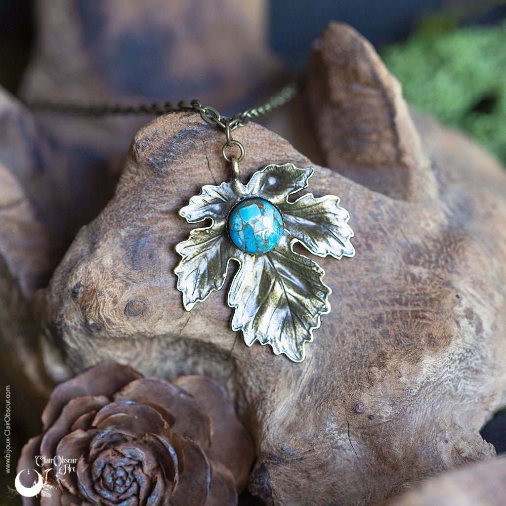 Collier "Aïna" pierre au choix - Illustrations & Bijoux fantaisie ClairObscur Art