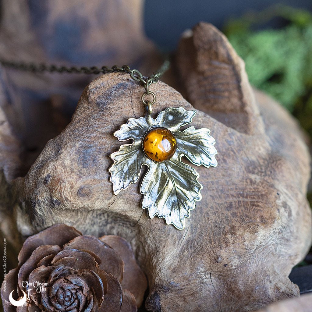 Collier "Aïna" pierre au choix - Illustrations & Bijoux fantaisie ClairObscur Art