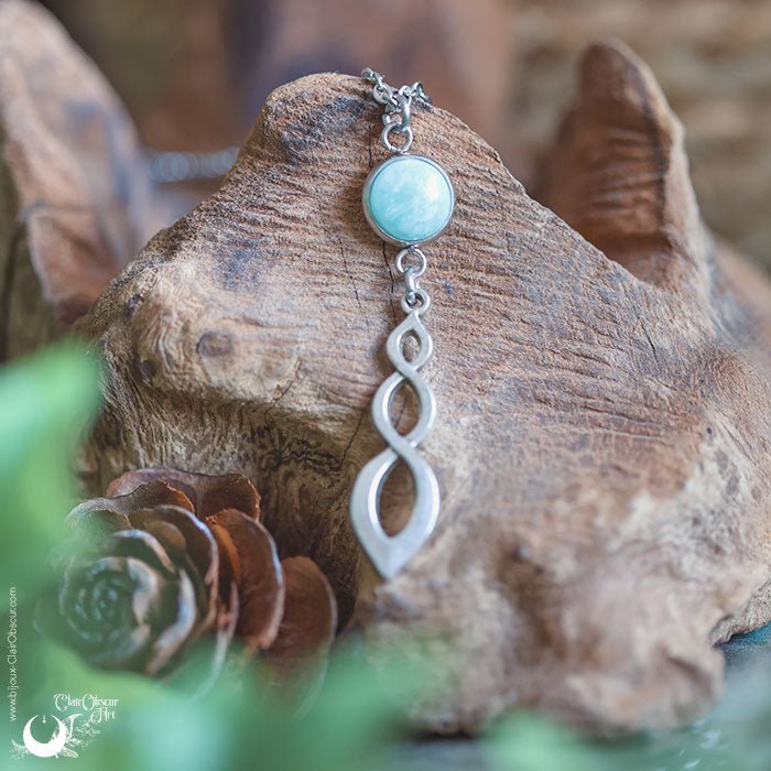 Collier "Ananta" Amazonite, taille de la chaine au choix - Illustrations & Bijoux fantaisie ClairObscur Art