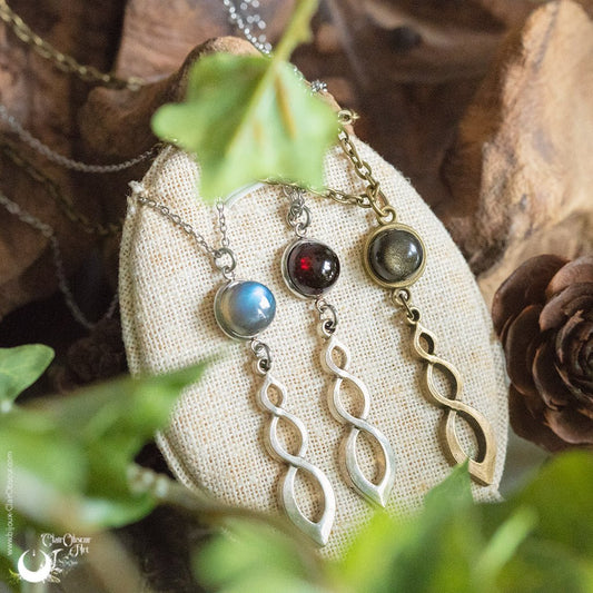 Collier "Ananta" pierre au choix - Illustrations & Bijoux fantaisie ClairObscur Art