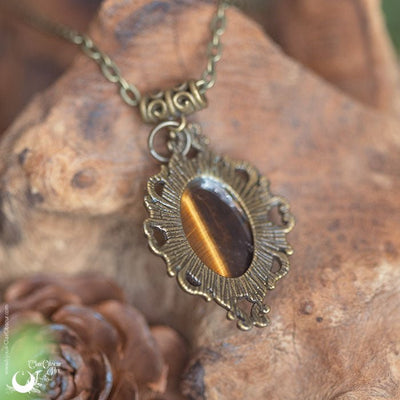Collier "Angel" Oeil de Tigre - Illustrations & Bijoux fantaisie ClairObscur Art