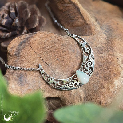 Collier "Artémis" Opale, acier inoxydable - Illustrations & Bijoux fantaisie ClairObscur Art