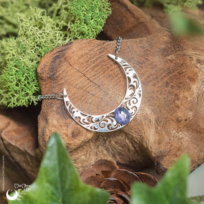Collier "Artémis" Tanzanite - Illustrations & Bijoux fantaisie ClairObscur Art