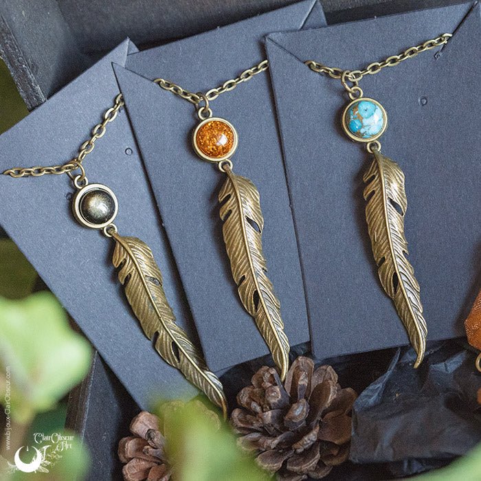 Collier "Ásgard" pierre au choix - Illustrations & Bijoux fantaisie ClairObscur Art
