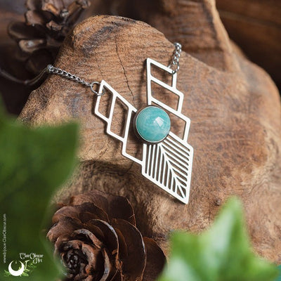 Collier "Athena" Amazonite, acier inoxydable - Illustrations & Bijoux fantaisie ClairObscur Art