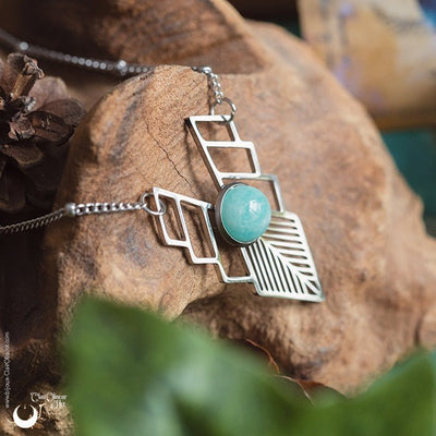 Collier "Athena" Amazonite, acier inoxydable - Illustrations & Bijoux fantaisie ClairObscur Art