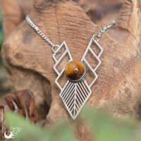 Collier "Athena" Oeil de Tigre, acier inoxydable - Illustrations & Bijoux fantaisie ClairObscur Art