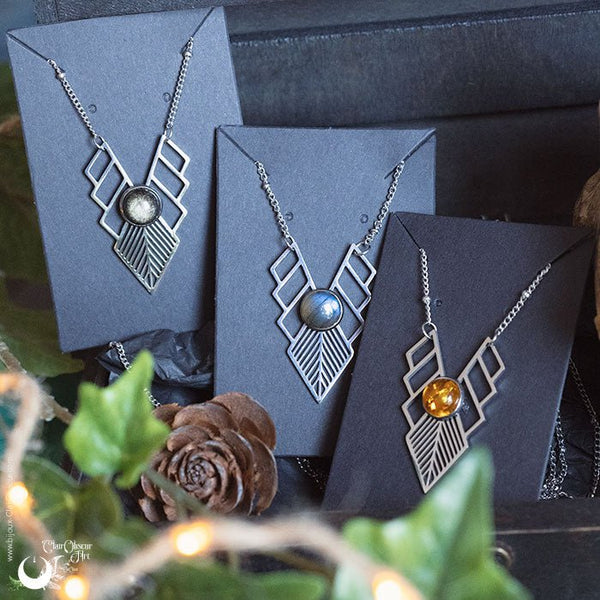 Collier "Athena" pierre au choix - Illustrations & Bijoux fantaisie ClairObscur Art