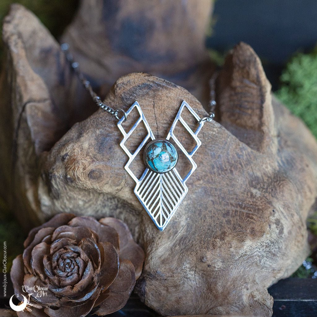 Collier "Athena" pierre au choix - Illustrations & Bijoux fantaisie ClairObscur Art