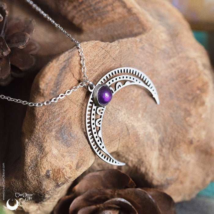 Collier "Aurora" pierre au choix - Illustrations & Bijoux fantaisie ClairObscur Art