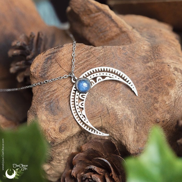 Collier "Aurora" pierre au choix - Illustrations & Bijoux fantaisie ClairObscur Art