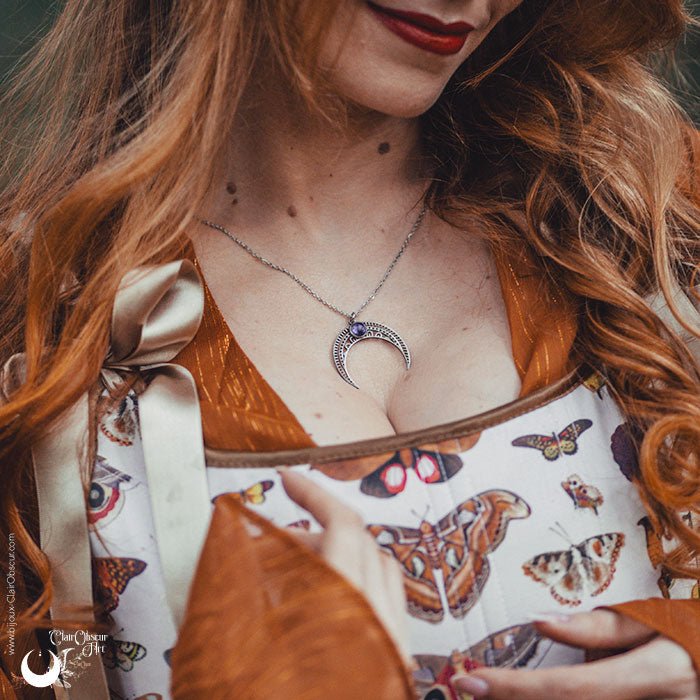 Collier "Aurora" pierre au choix - Illustrations & Bijoux fantaisie ClairObscur Art