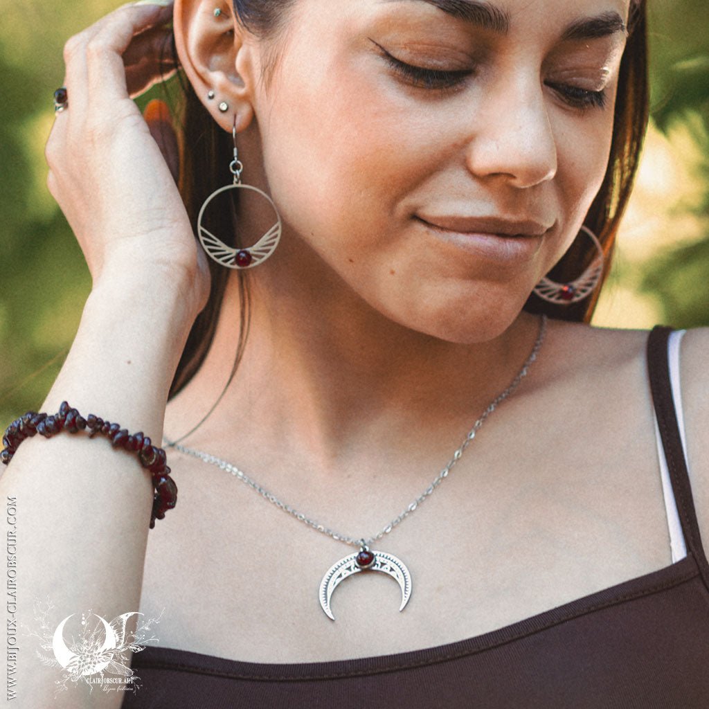 Collier "Aurora" pierre au choix - Illustrations & Bijoux fantaisie ClairObscur Art