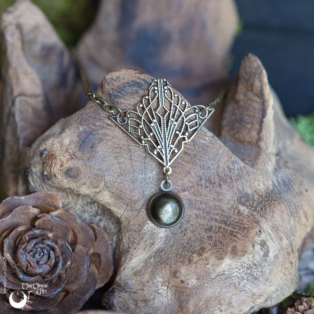 Collier "Butterfly" pierre au choix - Illustrations & Bijoux fantaisie ClairObscur Art