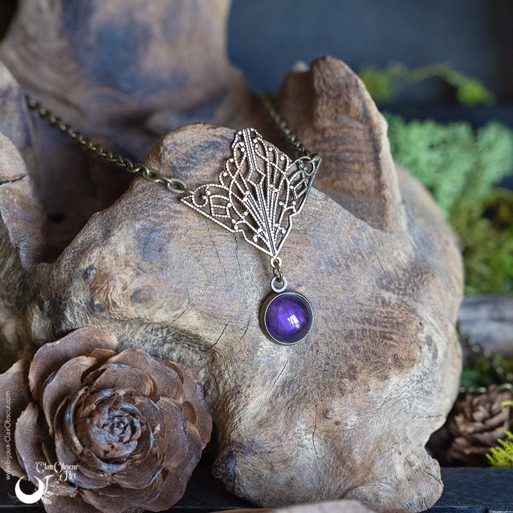 Collier "Butterfly" pierre au choix - Illustrations & Bijoux fantaisie ClairObscur Art