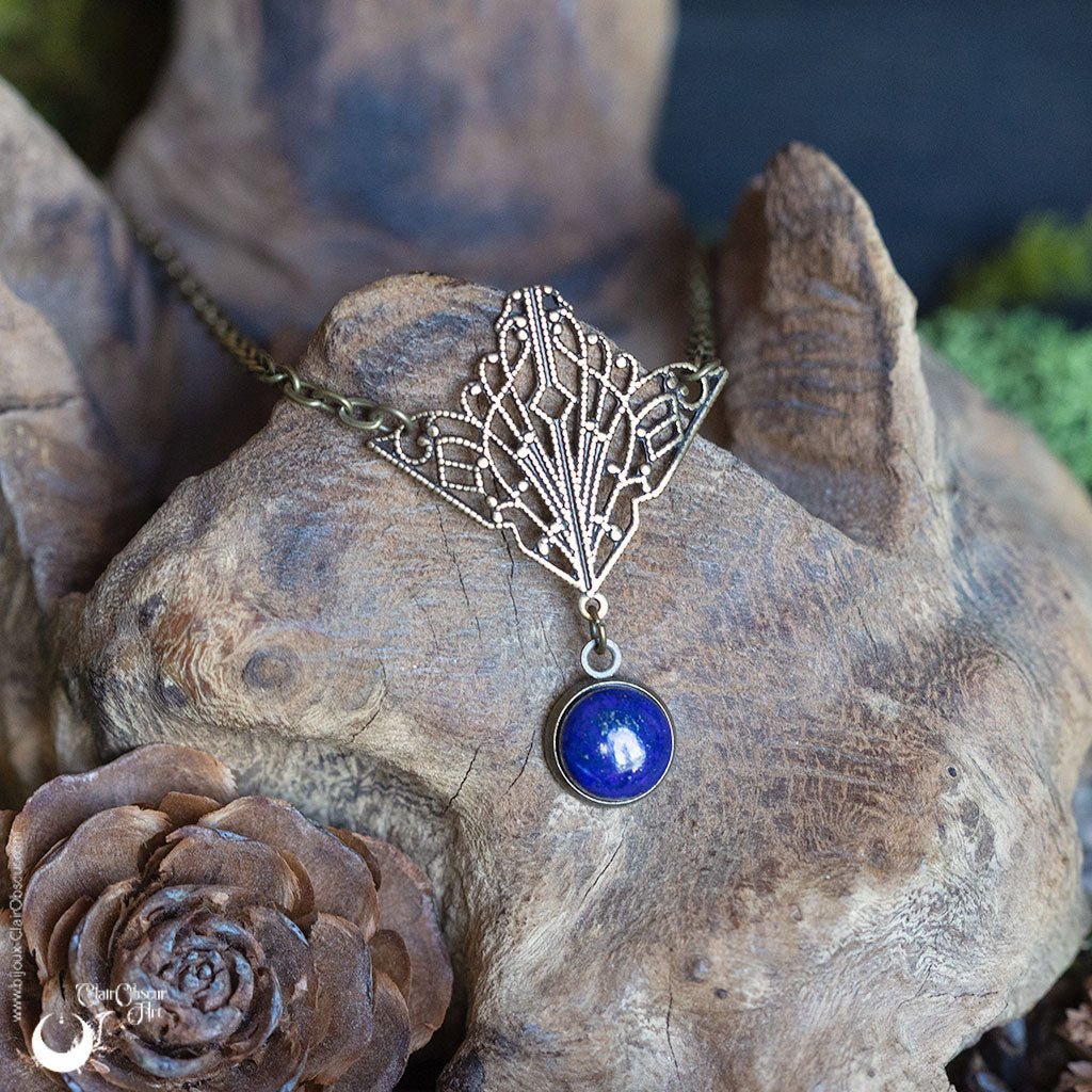 Collier "Butterfly" pierre au choix - Illustrations & Bijoux fantaisie ClairObscur Art
