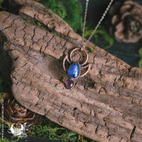 Collier Cercle & Demi-Lune Cuivre, Tanzanite et Améthyste - Illustrations & Bijoux fantaisie ClairObscur Art