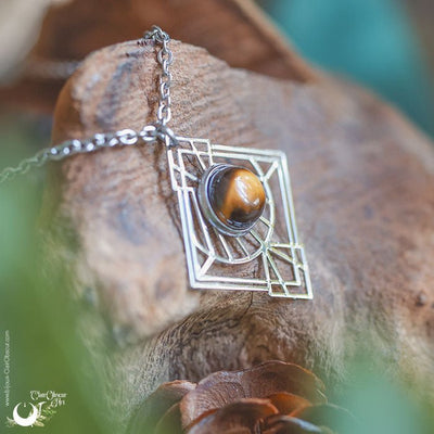 Collier "Dune" Oeil de Tigre - Illustrations & Bijoux fantaisie ClairObscur Art