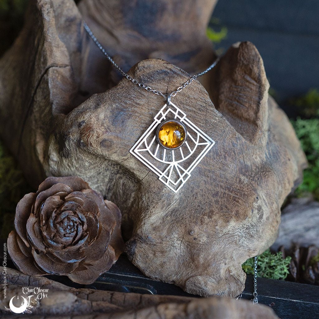 Collier "Dune" pierre au choix - Illustrations & Bijoux fantaisie ClairObscur Art