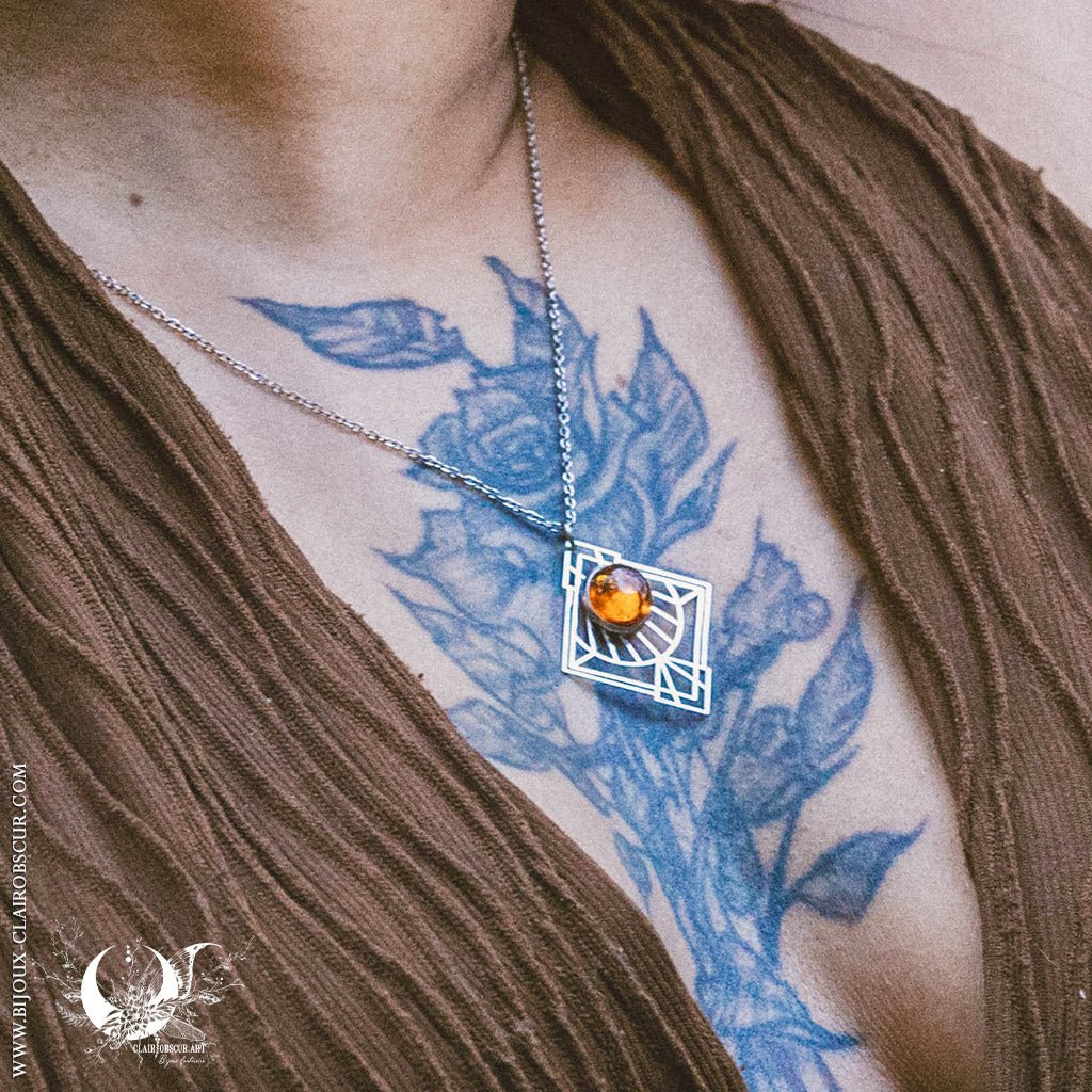 Collier "Dune" pierre au choix - Illustrations & Bijoux fantaisie ClairObscur Art