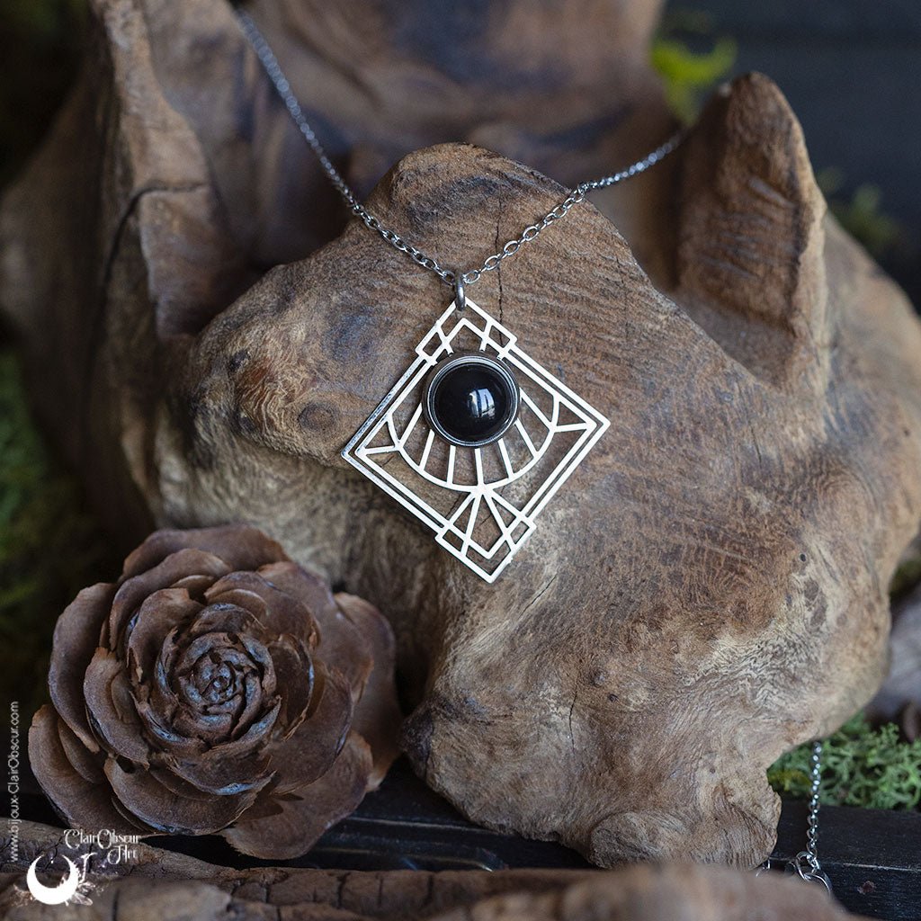Collier "Dune" pierre au choix - Illustrations & Bijoux fantaisie ClairObscur Art