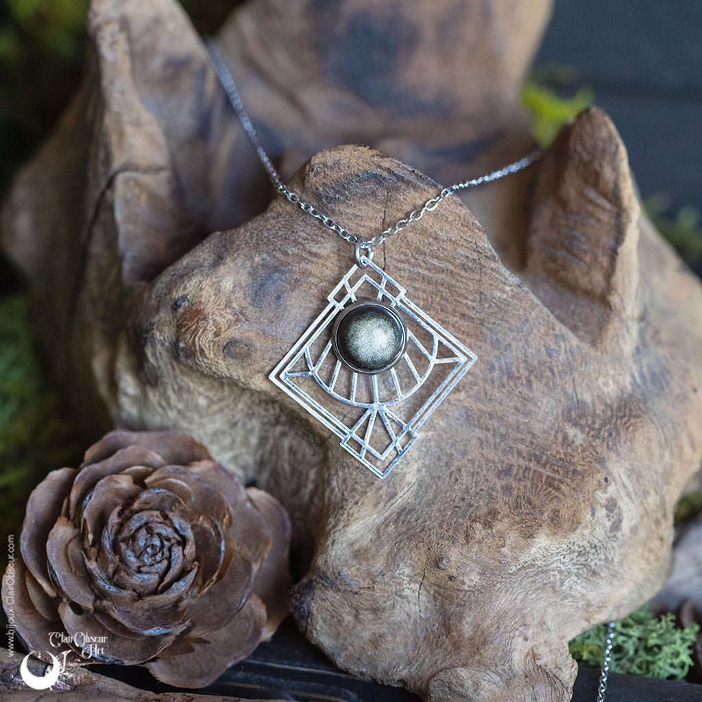Collier "Dune" pierre au choix - Illustrations & Bijoux fantaisie ClairObscur Art