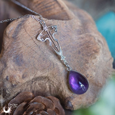 Collier "Elwen" Améthyste - Pièce unique - Illustrations & Bijoux fantaisie ClairObscur Art