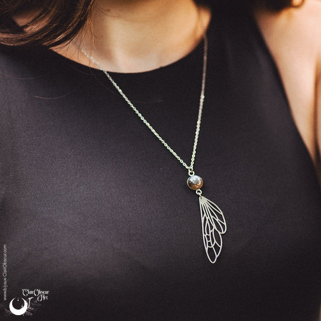 Collier "Elyndë" Labradorite - Illustrations & Bijoux fantaisie ClairObscur Art