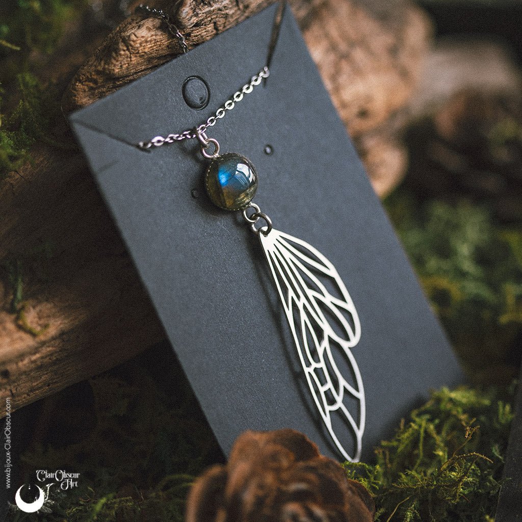 Collier "Elyndë" Labradorite - Illustrations & Bijoux fantaisie ClairObscur Art