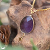 Collier fantaisie Améthyste facettée - acier inoxydable dorée - Illustrations & Bijoux fantaisie ClairObscur Art