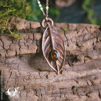 Collier Feuille de Buddleja & Ambre Baltique - Illustrations & Bijoux fantaisie ClairObscur Art