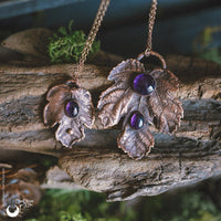 Collier Feuille de Figuier & Améthyste - Illustrations & Bijoux fantaisie ClairObscur Art