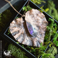 Collier Feuille de Lierre & Labradorite violette/brune - Illustrations & Bijoux fantaisie ClairObscur Art