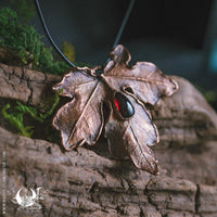 Collier Feuille d'Érable champêtre & Grenat - Illustrations & Bijoux fantaisie ClairObscur Art