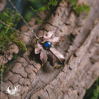 Collier Feuille d'Érable Champêtre & Labradorite - Illustrations & Bijoux fantaisie ClairObscur Art