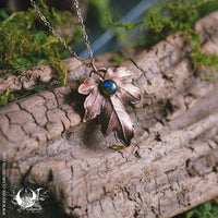 Collier Feuille d'Érable Champêtre & Labradorite - Illustrations & Bijoux fantaisie ClairObscur Art