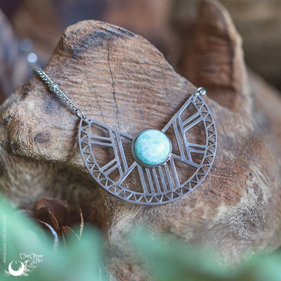 Collier "Héra" Amazonite, acier inoxydable - Illustrations & Bijoux fantaisie ClairObscur Art