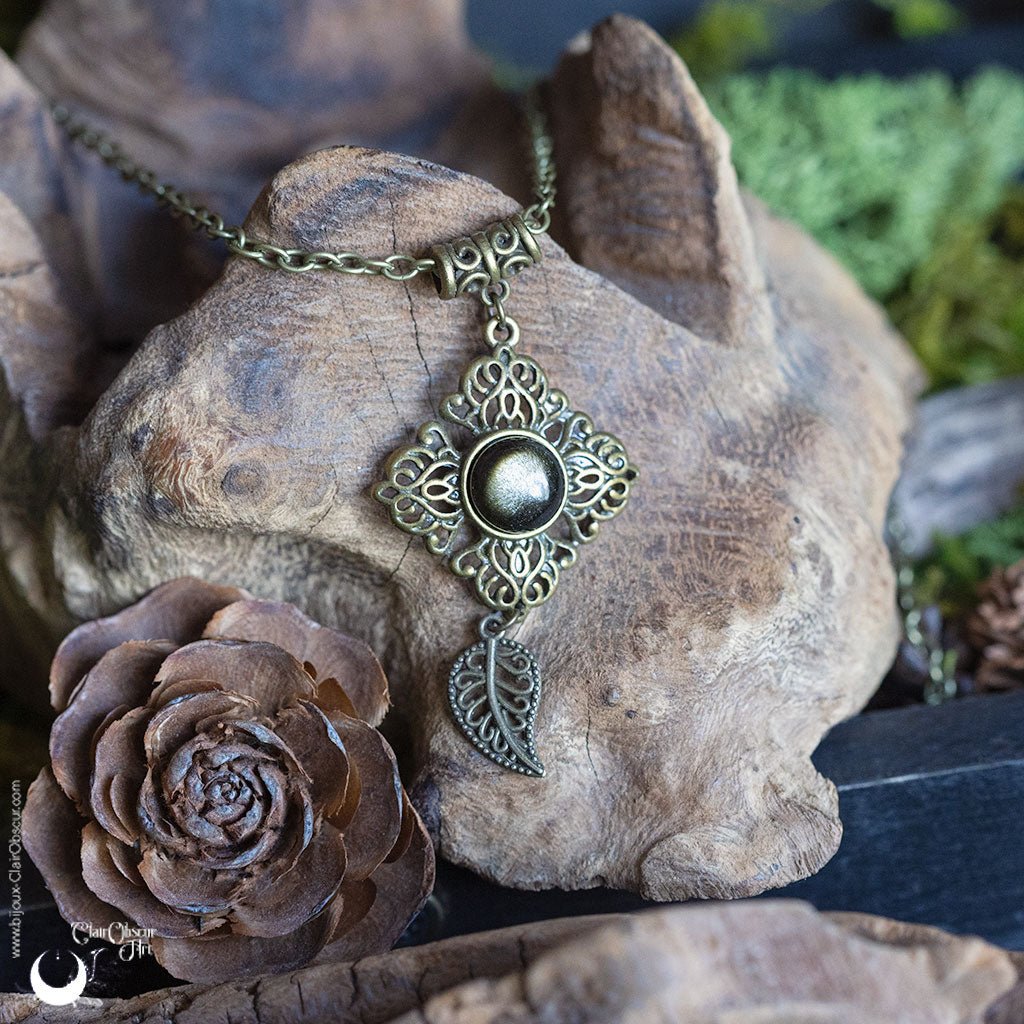 Collier "Le Secret" pierre au choix - Illustrations & Bijoux fantaisie ClairObscur Art