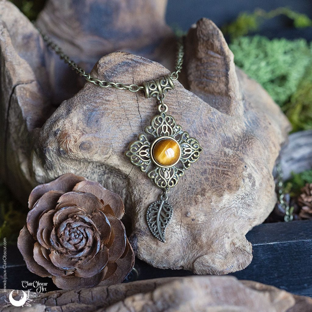 Collier "Le Secret" pierre au choix - Illustrations & Bijoux fantaisie ClairObscur Art