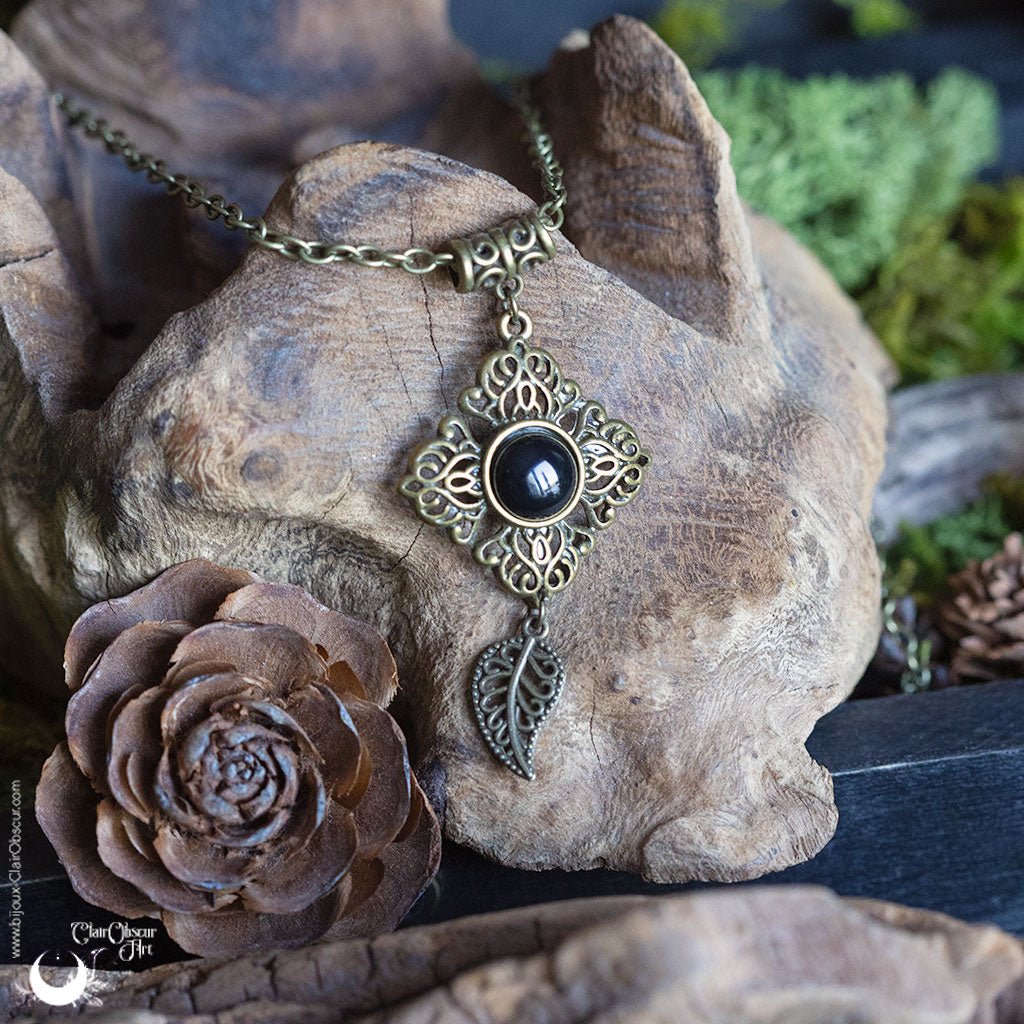 Collier "Le Secret" pierre au choix - Illustrations & Bijoux fantaisie ClairObscur Art
