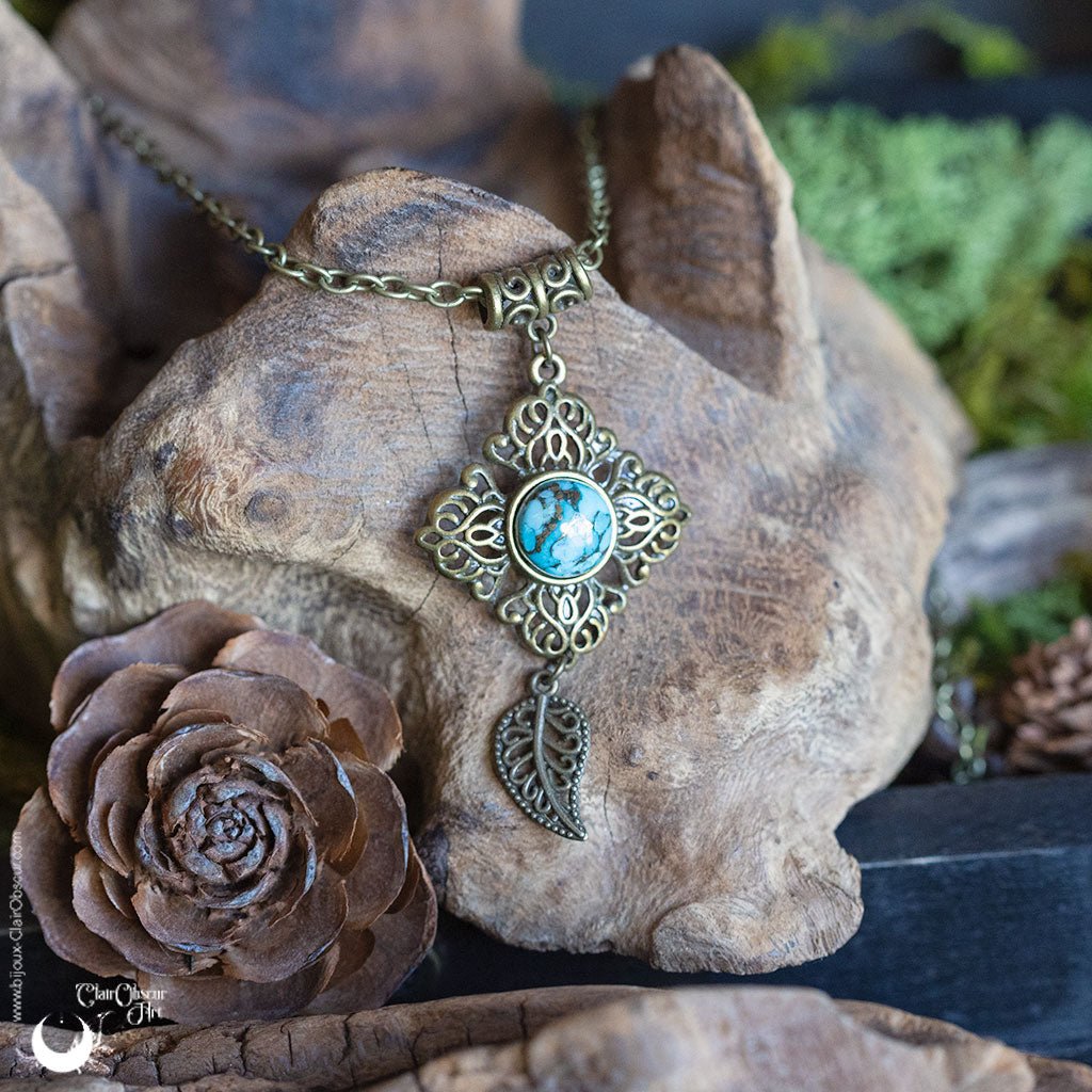 Collier "Le Secret" pierre au choix - Illustrations & Bijoux fantaisie ClairObscur Art