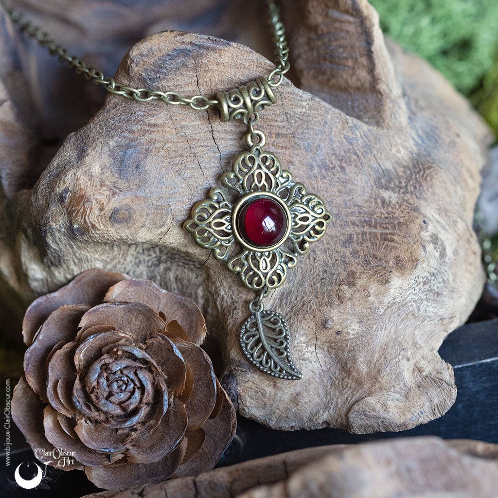 Collier "Le Secret" pierre au choix - Illustrations & Bijoux fantaisie ClairObscur Art