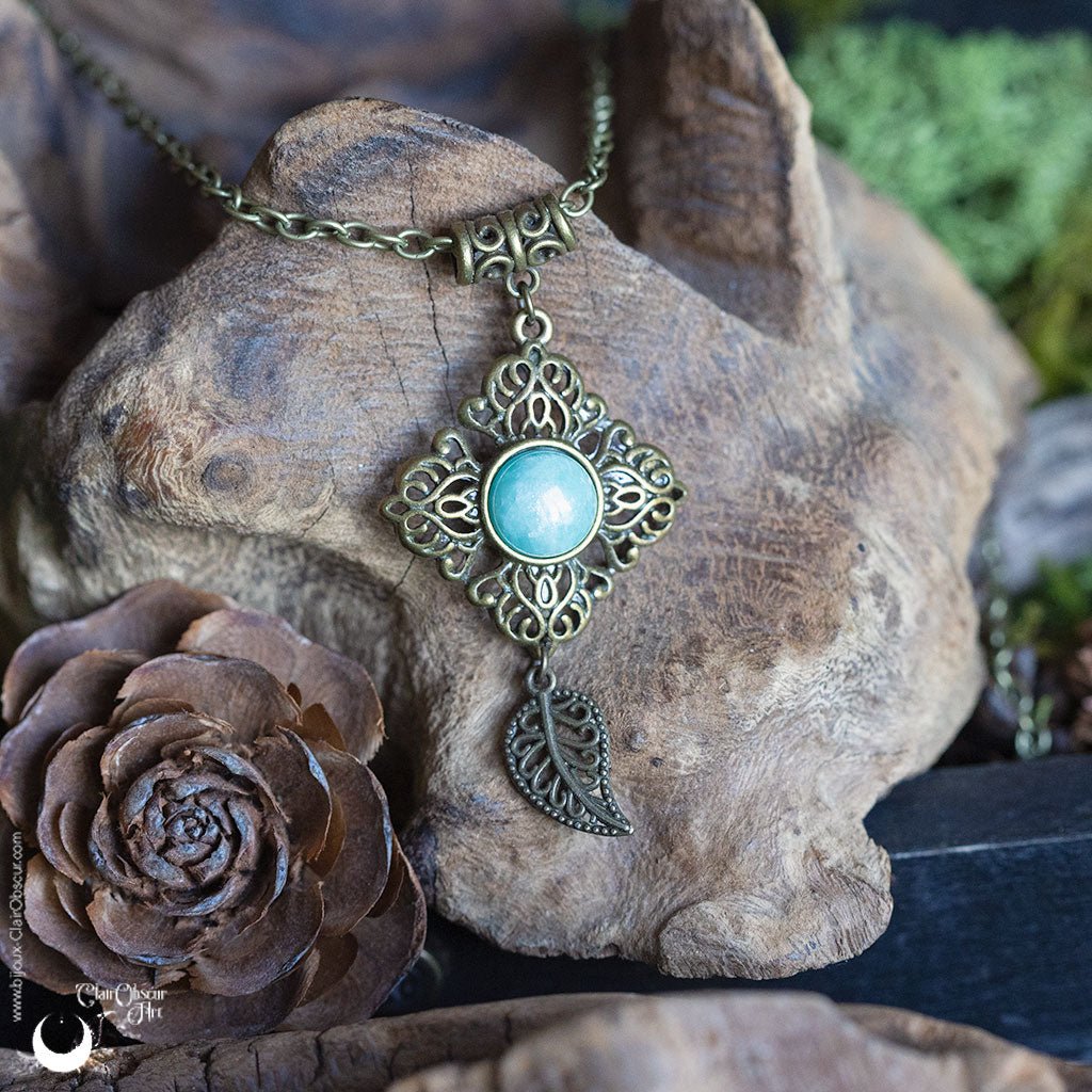 Collier "Le Secret" pierre au choix - Illustrations & Bijoux fantaisie ClairObscur Art