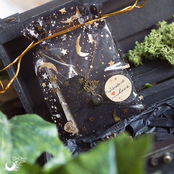 Collier "Lotus" pierre au choix - Illustrations & Bijoux fantaisie ClairObscur Art