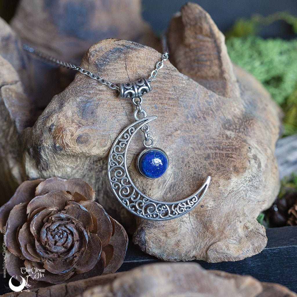 Collier "Luna" pierre au choix - Illustrations & Bijoux fantaisie ClairObscur Art