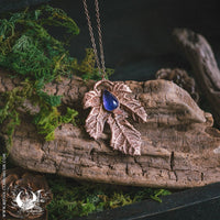 Collier mixte Feuille de Figuier & Tanzanite - Illustrations & Bijoux fantaisie ClairObscur Art