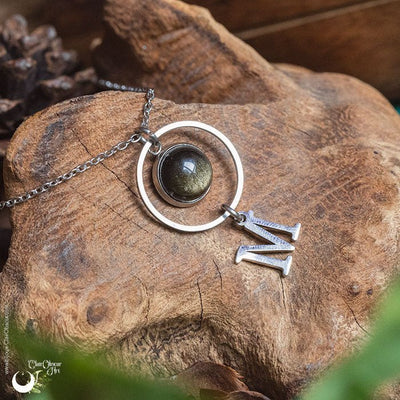 Collier Personnalisable Lettre & Pierre naturelle - Illustrations & Bijoux fantaisie ClairObscur Art