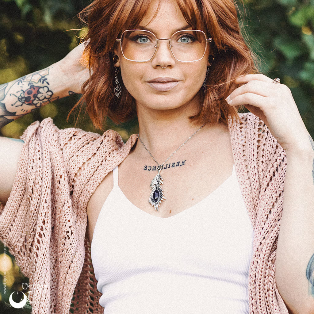 Collier "Plume" pierre au choix