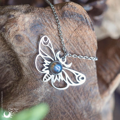 Collier "Psyché" pierre au choix - Illustrations & Bijoux fantaisie ClairObscur Art